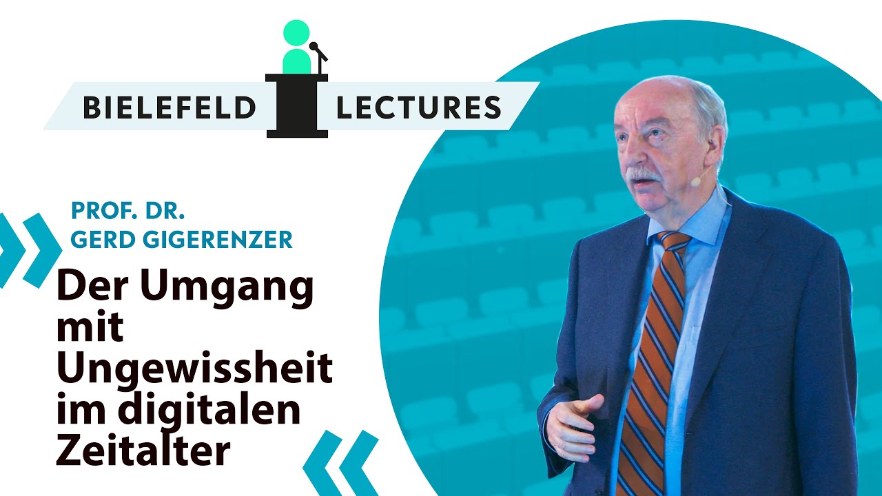 Gerd Grigenzer bei seiner Präsentation mit dem Logo der Bielefeld Lectures