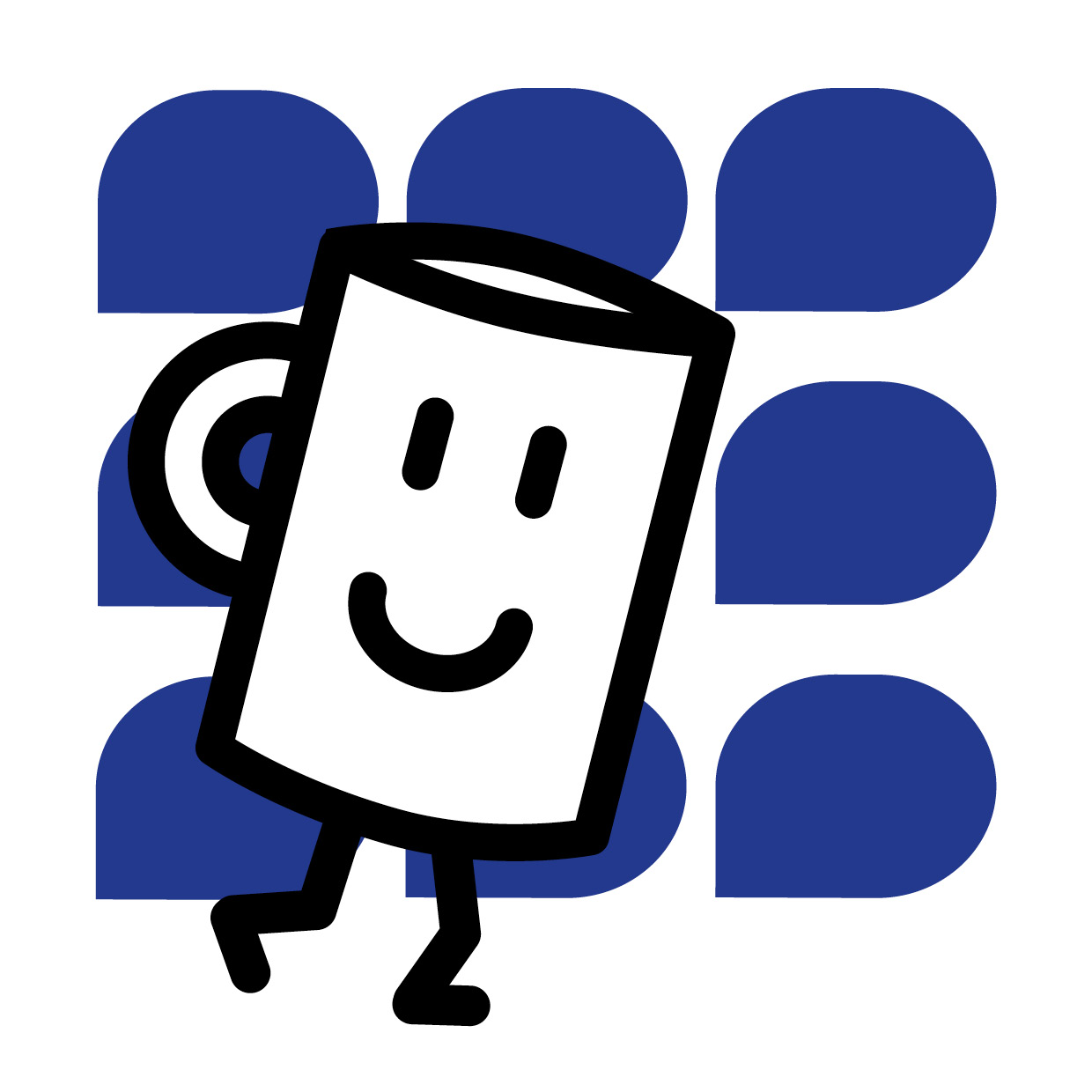 Zusehen ist das GiL to Go Logo mit dem Vordergrund eines Piktogramm einer Tasse. Die Tasse hat ein lchelndes Gesicht und zwei kleine Beine die eine Gehbewegung andeuten. Den Hintergrund bildet eine dunkelgrne Sprechblase.