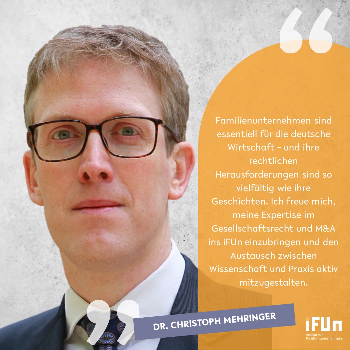 Dr. Christoph Mehringer ist neues Mitglied im iFUn.