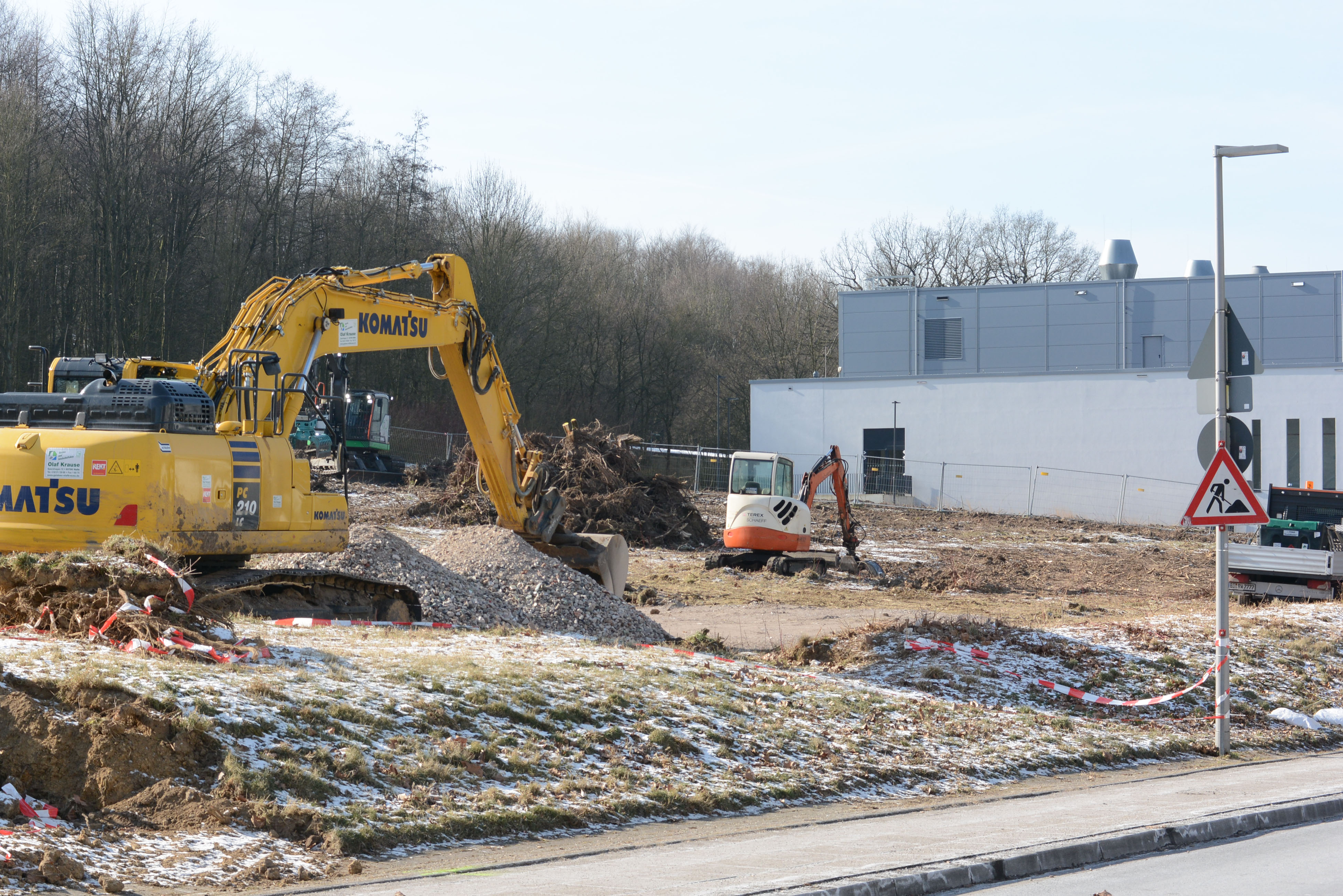 First construction works with excavators