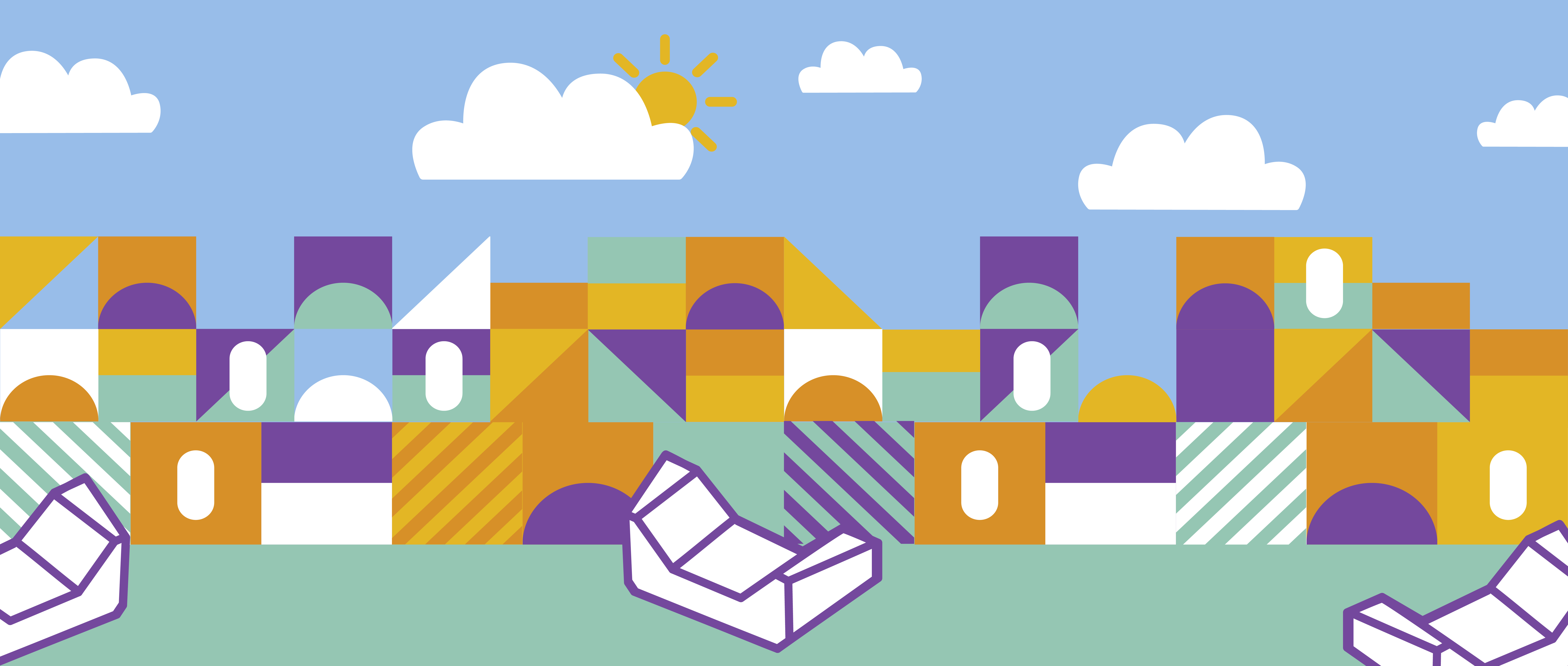 bunte Campus Sommer Illustration