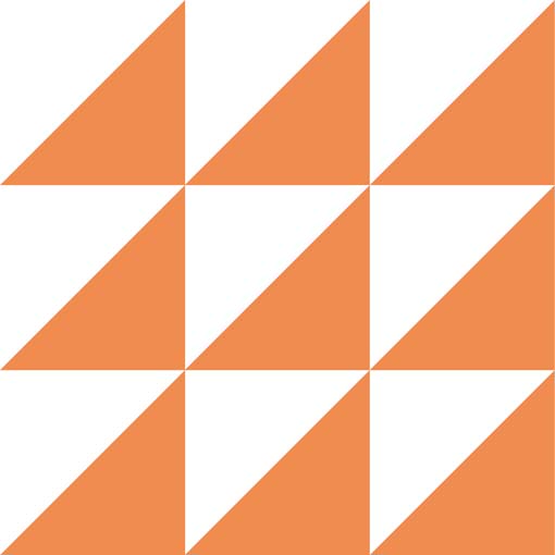 Graphische Element: 9 orangen Dreiecke