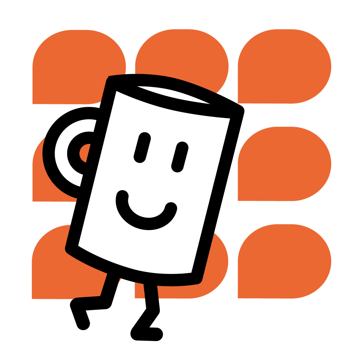 Zusehen ist das GiL to Go Logo mit dem Vordergrund eines Piktogramm einer Tasse. Die Tasse hat ein lchelndes Gesicht und zwei kleine Beine die eine Gehbewegung andeuten. Den Hintergrund bildet eine dunkelgrne Sprechblase.