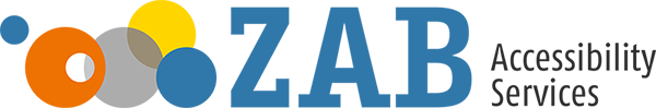 Logo der ZAB, bunte Kreise mit Schriftzug Zentrale Anlaufstelle Barrierefrei