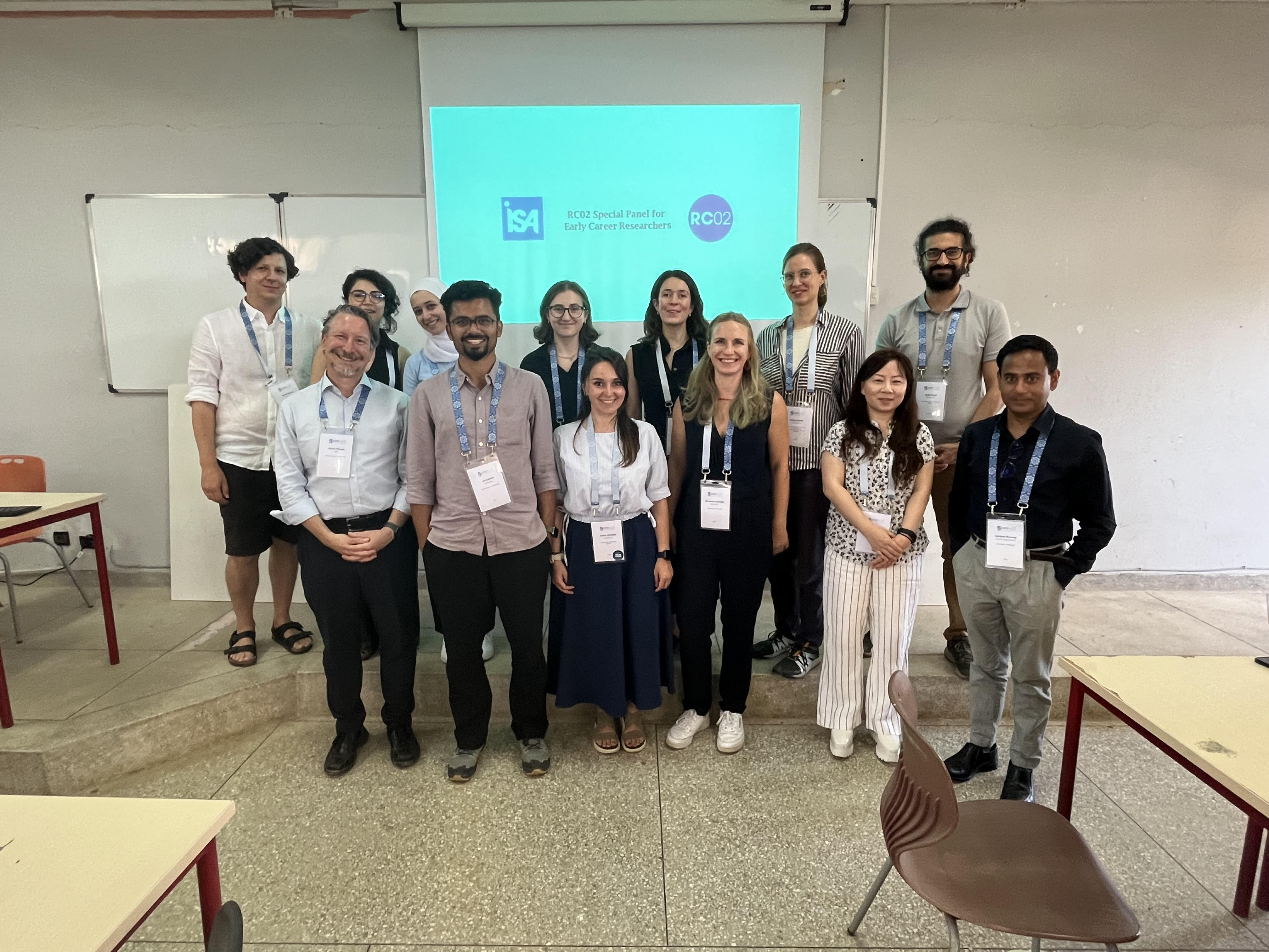 A group of early career researchers, including Mark Simon, Duaa Kattana, Aamir Ali, Ardita Osmani, Elisabeth Schmidt and Kadir Engil of the RTG at the Special Panel for Early Career Researchers at the ISA Forum in Rabat.