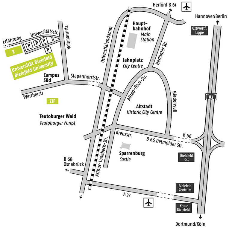 Bielefeld Map: Ways to the university