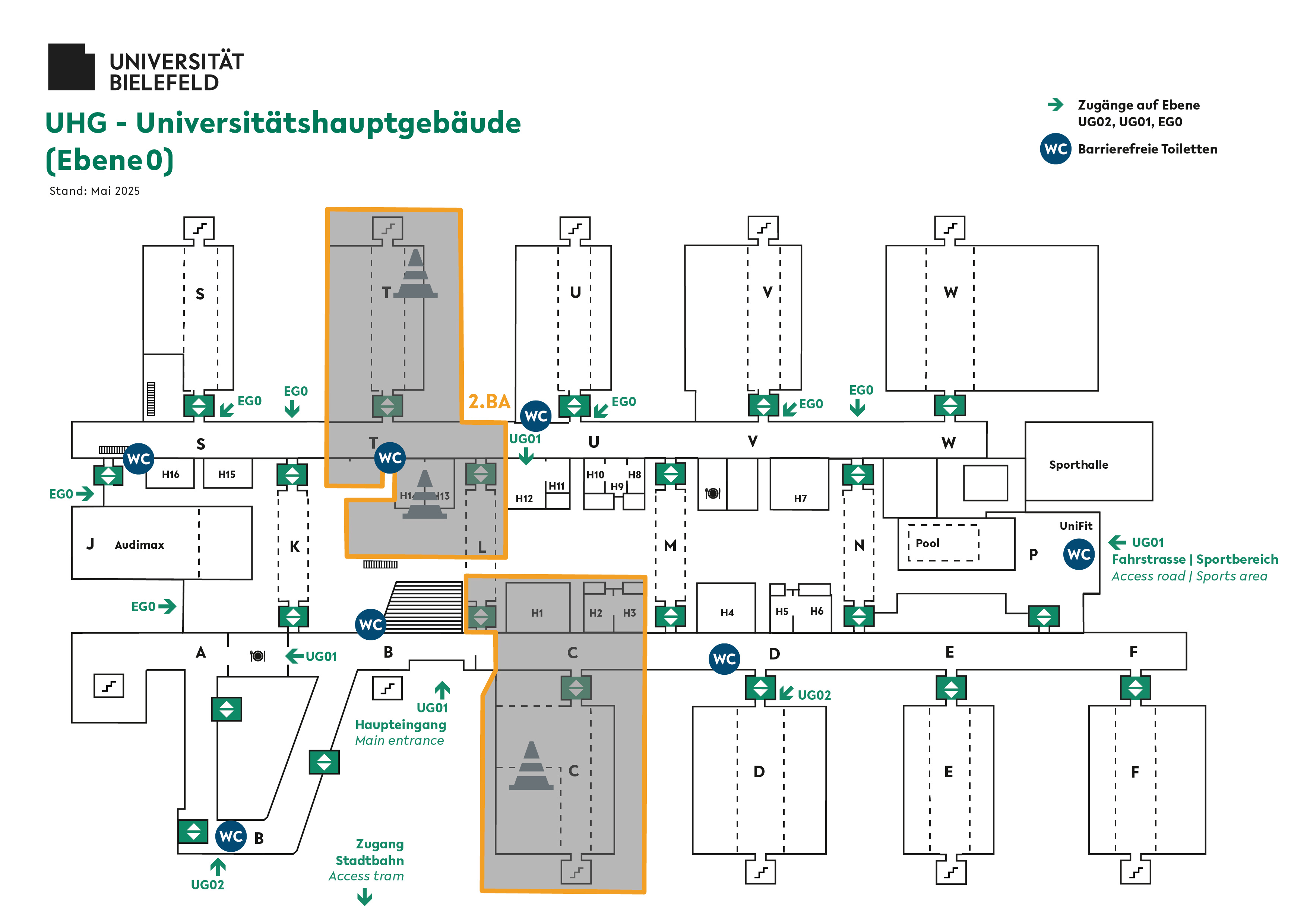 Map with information on Disability Access to the Main Building