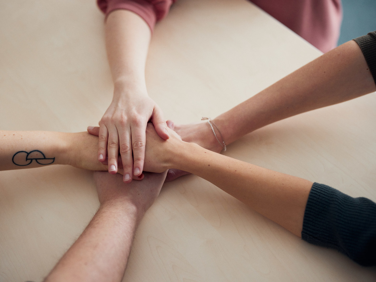 Five hands of five persons