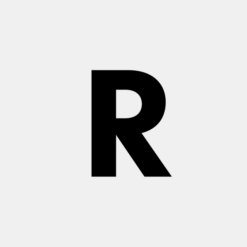 Grafik zum Thema "OER Material finden" bestehend aus dem Buchstaben "R"