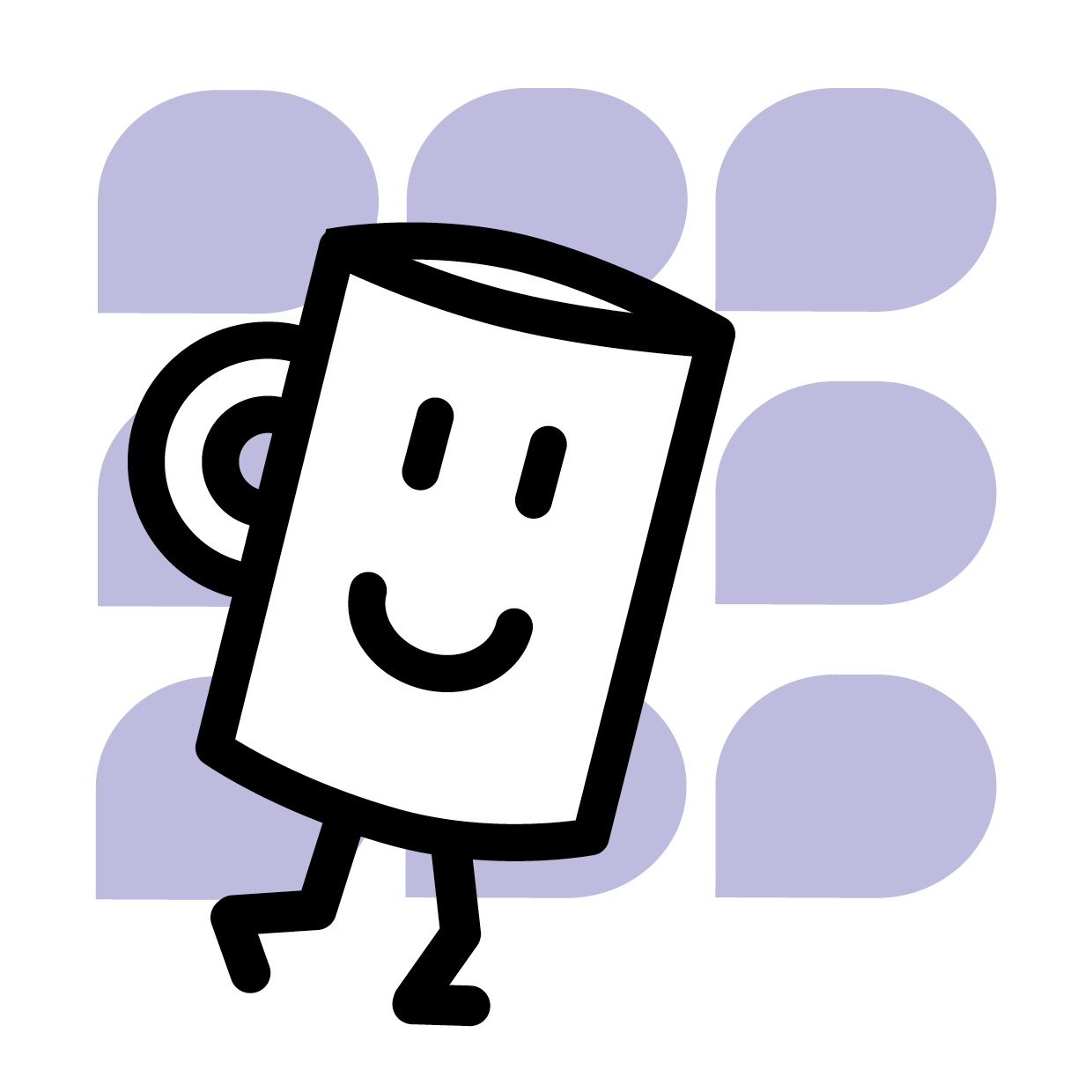 Zusehen ist das GiL to Go Logo mit dem Vordergrund eines Piktogramm einer Tasse. Die Tasse hat ein lchelndes Gesicht und zwei kleine Beine die eine Gehbewegung andeuten. Den Hintergrund bildet eine dunkelgrne Sprechblase.