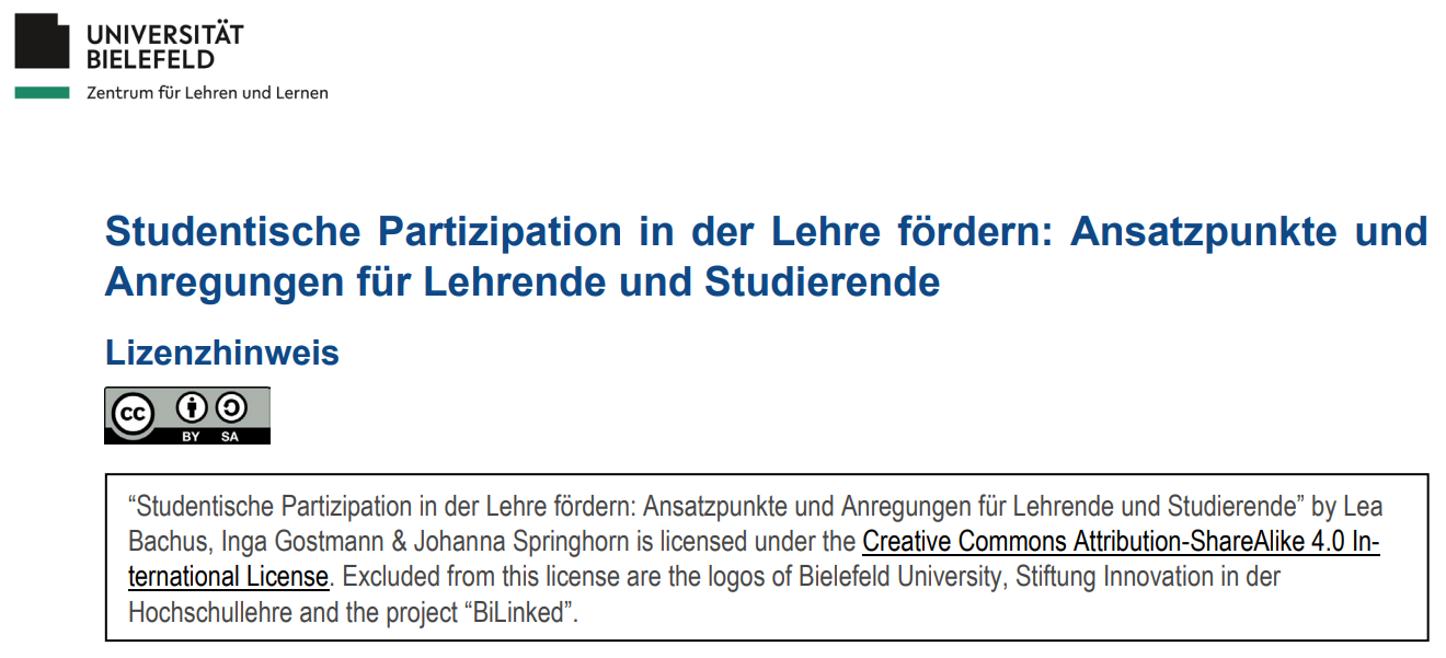 Dies ist ein Bild von der Sammlung Studentische Partizipation in der Lehre fördern und führt zu der PDF-Datei.