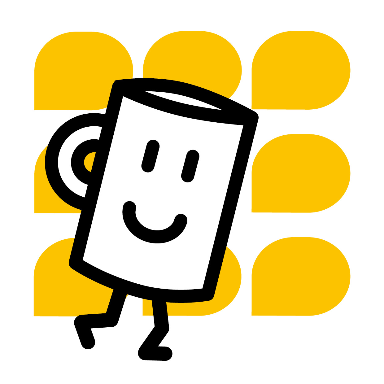 Zusehen ist das GiL to Go Logo mit dem Vordergrund eines Piktogramm einer Tasse. Die Tasse hat ein lchelndes Gesicht und zwei kleine Beine die eine Gehbewegung andeuten. Den Hintergrund bildet eine dunkelgrne Sprechblase.