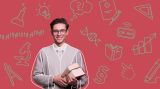 Person mit Illustrationen