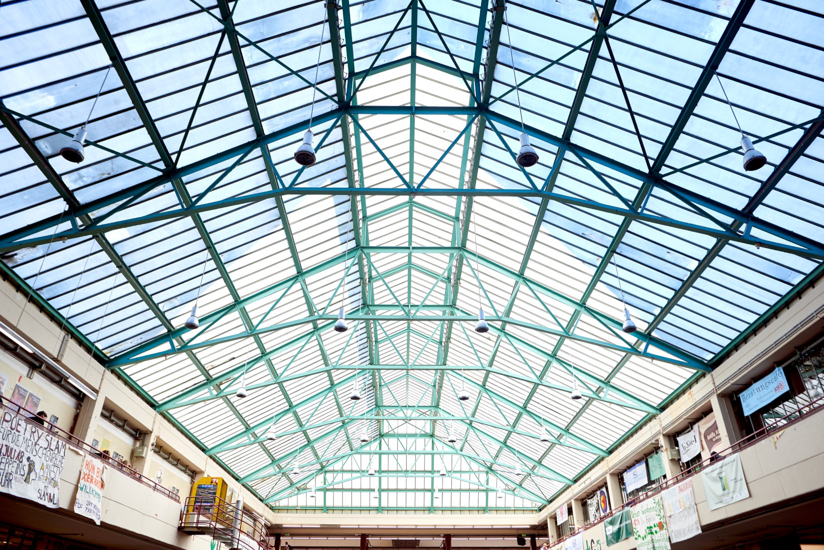 The glas roof of the main hall in the university's main building