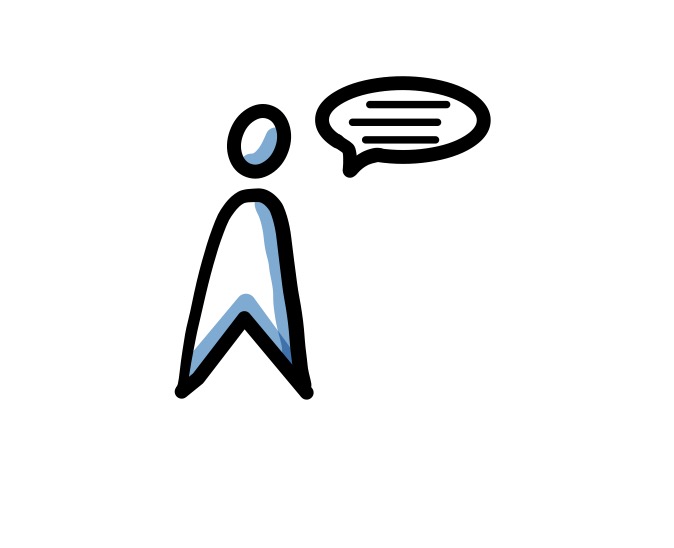 Icon, das ein Männchen mit Sprechblase zeigt