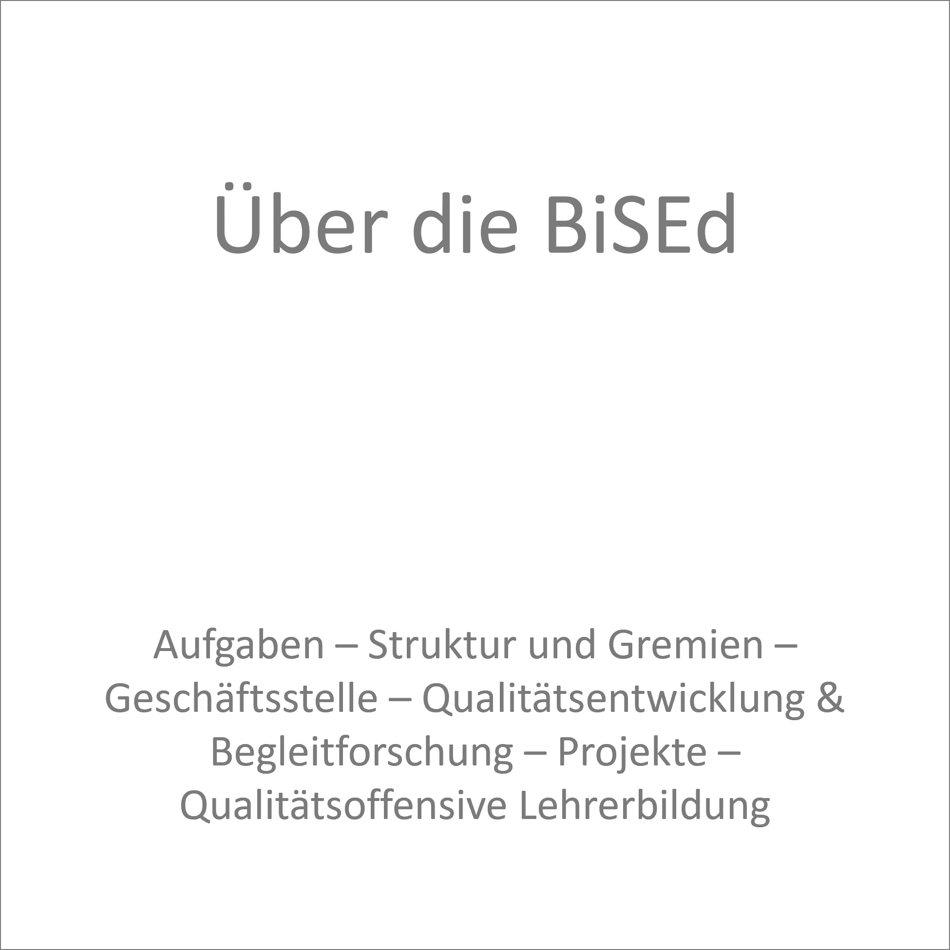 Über die BiSEd - Aufgaben, Struktur und Gremien, Geschäftsstelle, Qualitätsentwicklung, Projekte, Qualitätsoffensive Lehrerbildung