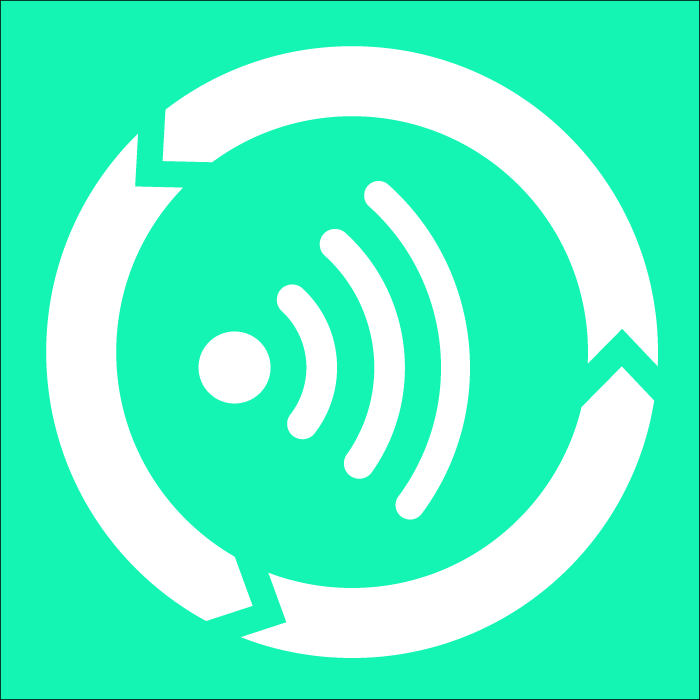 WLAN symbol with indicated rotating arrows around it