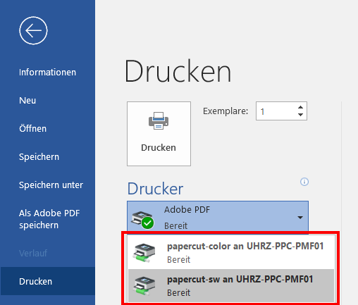 Follow-Me-Printing - Drucken am Arbeitsplatz - Universität Bielefeld
