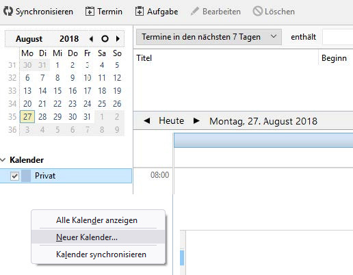 Kalender unter Thunderbird einbinden - Universität Bielefeld