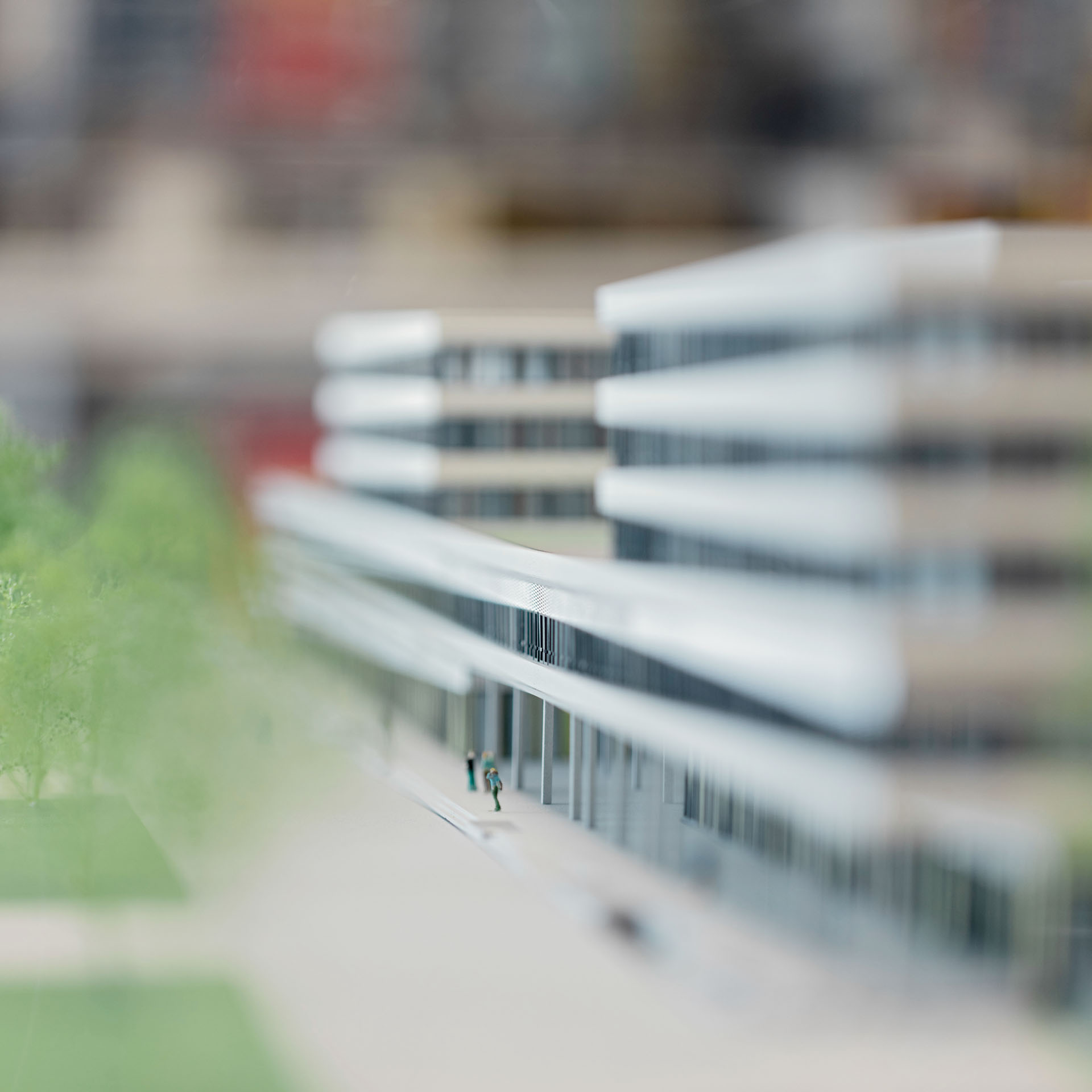 Blurred photography of a model of the X-Buildung at Bielefeld University