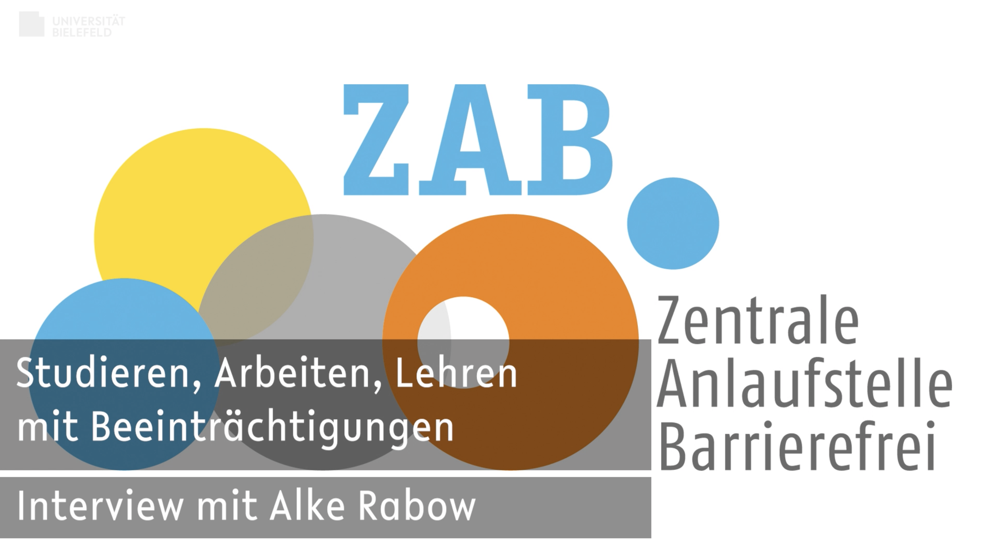 ZAB logo with the inscription: "Diversity of disability. Studying, working and teaching with impairments at Bielefeld University".