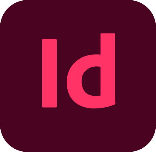 Logo from InDesign which shows the light red letter Id on dark red background.