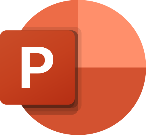 Logo of Microsoft PowerPoint which shows a white P on a red background.