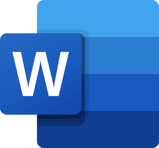 Logo of Microsoft Word which shows a W on blue background in different blue shades