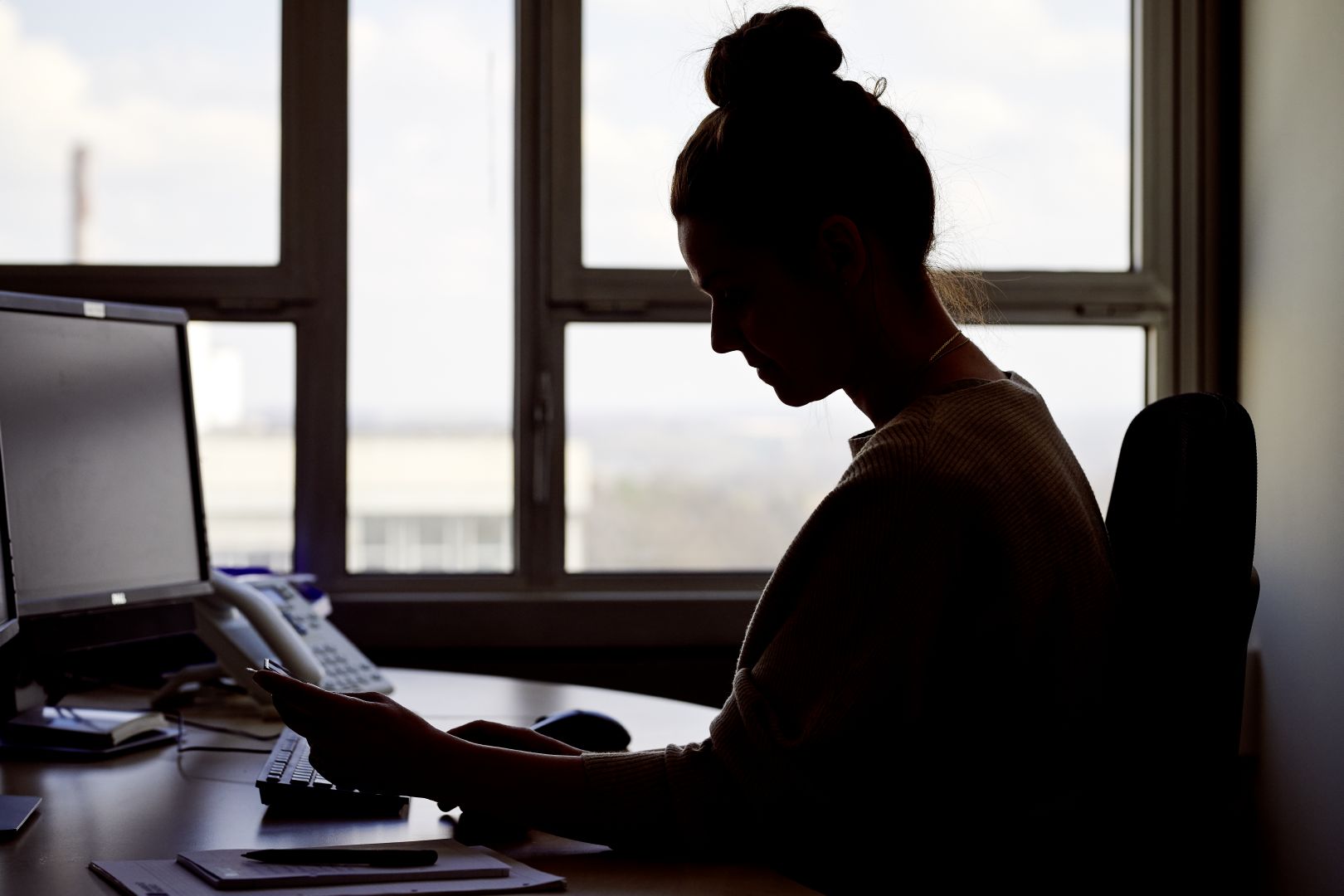 Person sitting at office desk