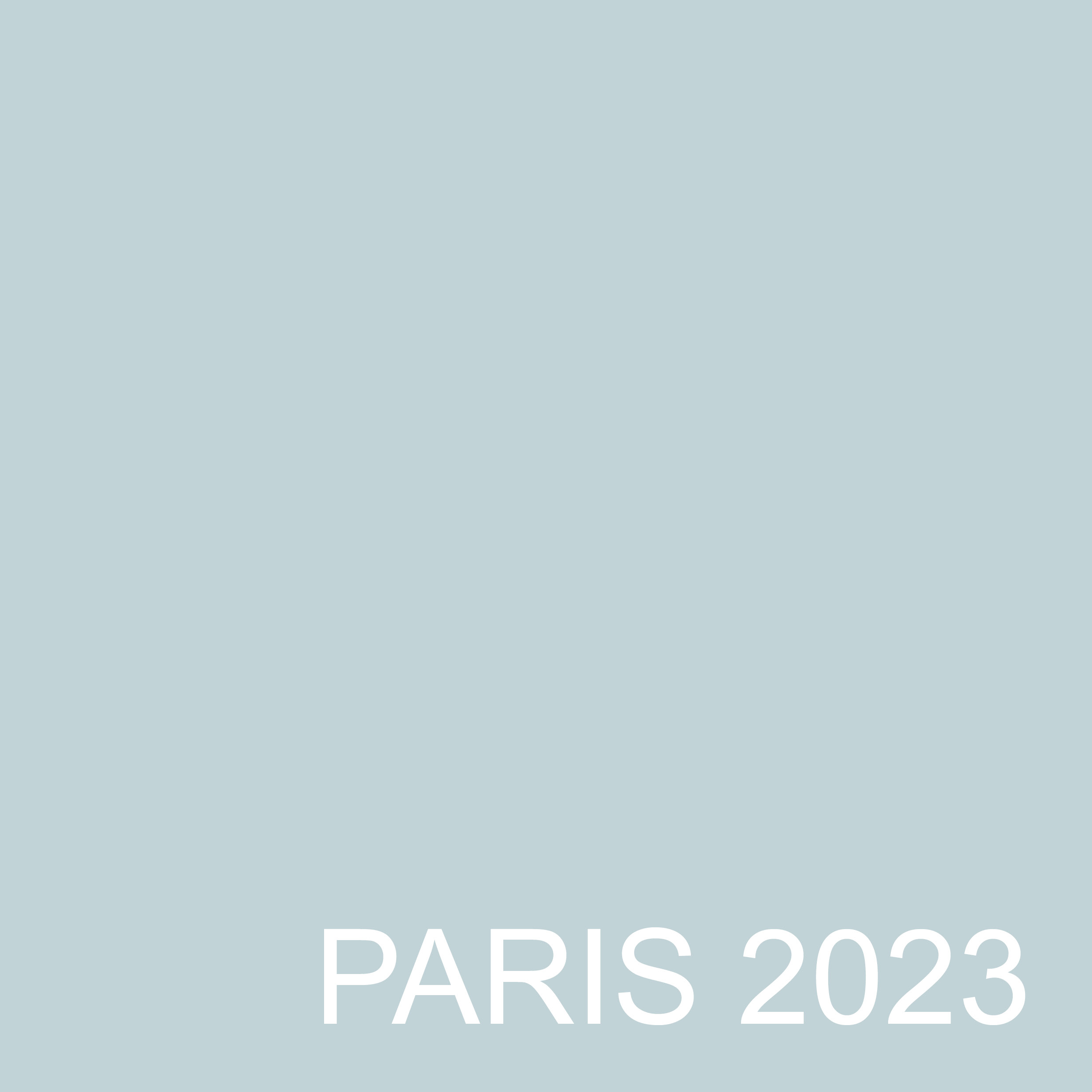 pinkes Quadrat  mit Schrift Paris 2023