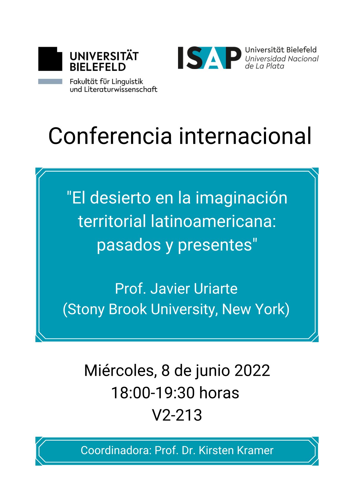 Aushang Gastvortrag Prof. Javier Uriarte 8. Juni 2022