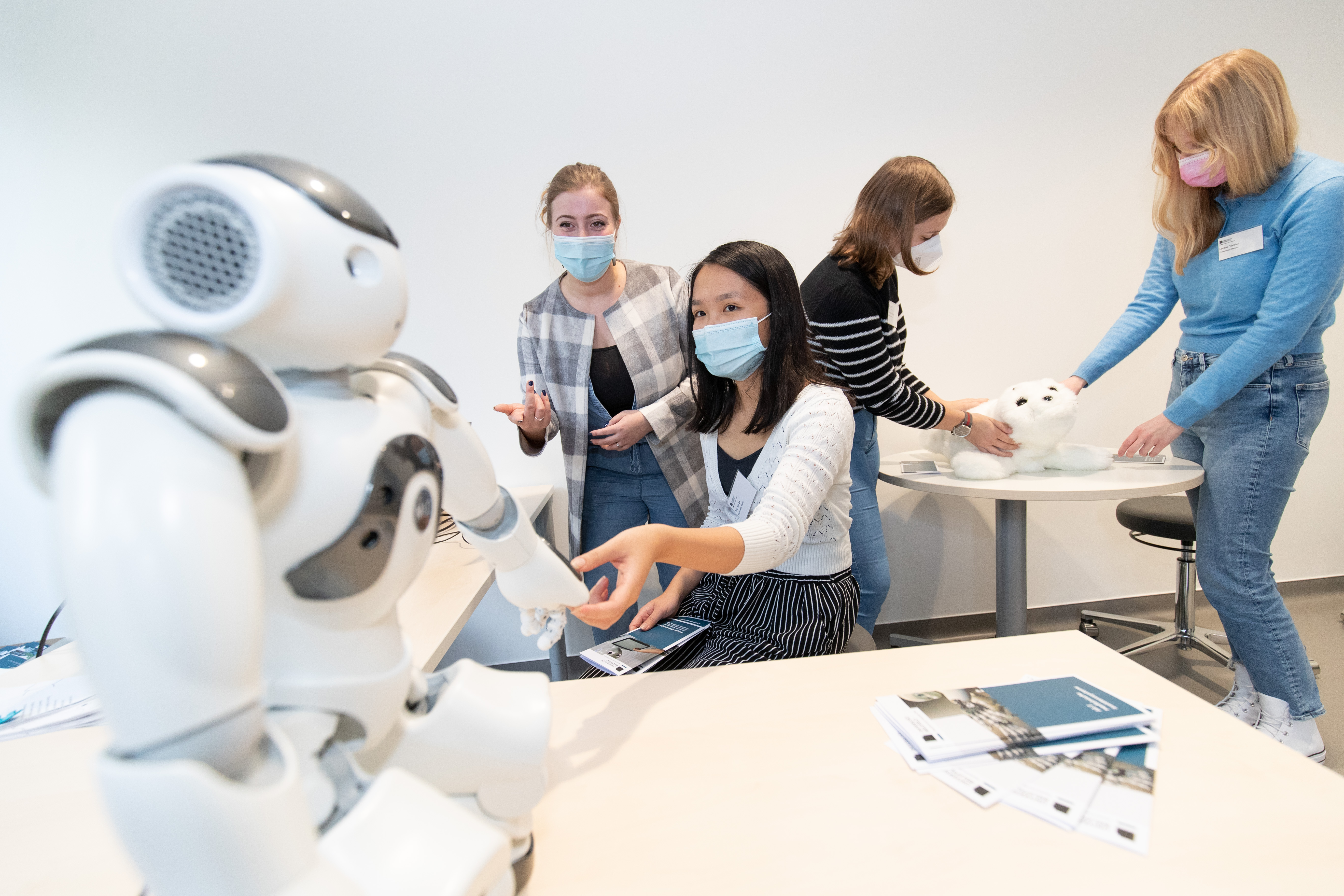 Student with robot