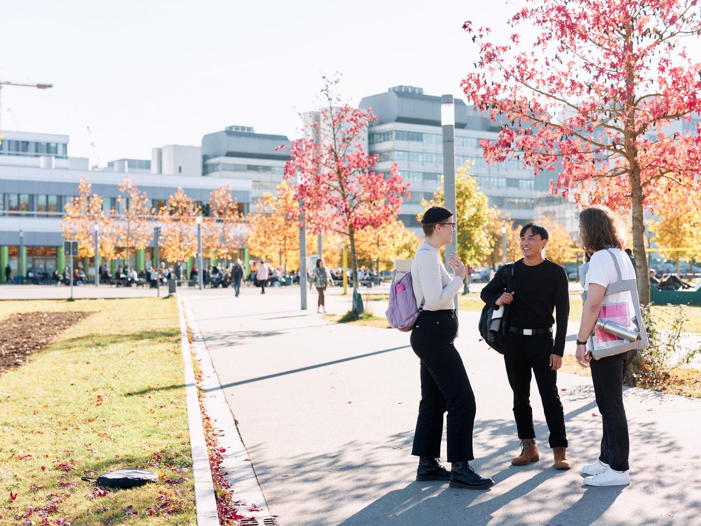 Students outside in front of the University