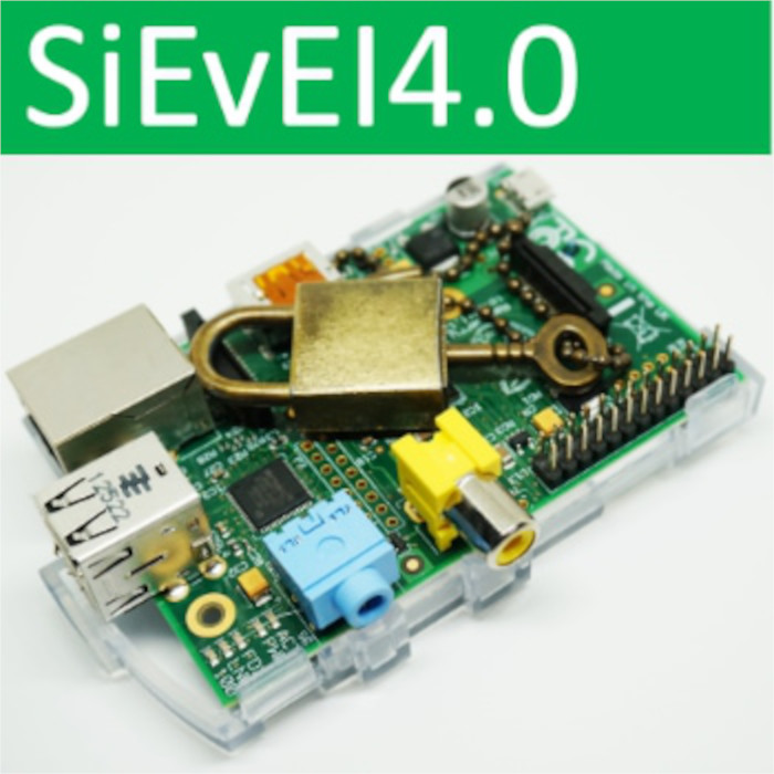 SiEvEl4.0 Logo und Platine mit Vorhängeschloss darüber