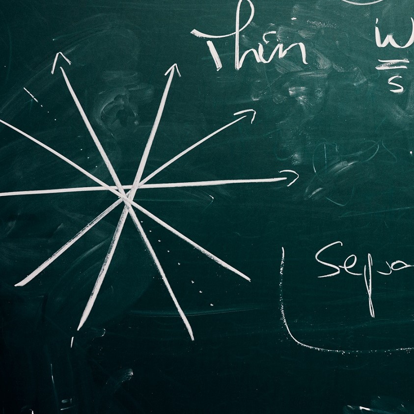 Mathematical formulae on a green board