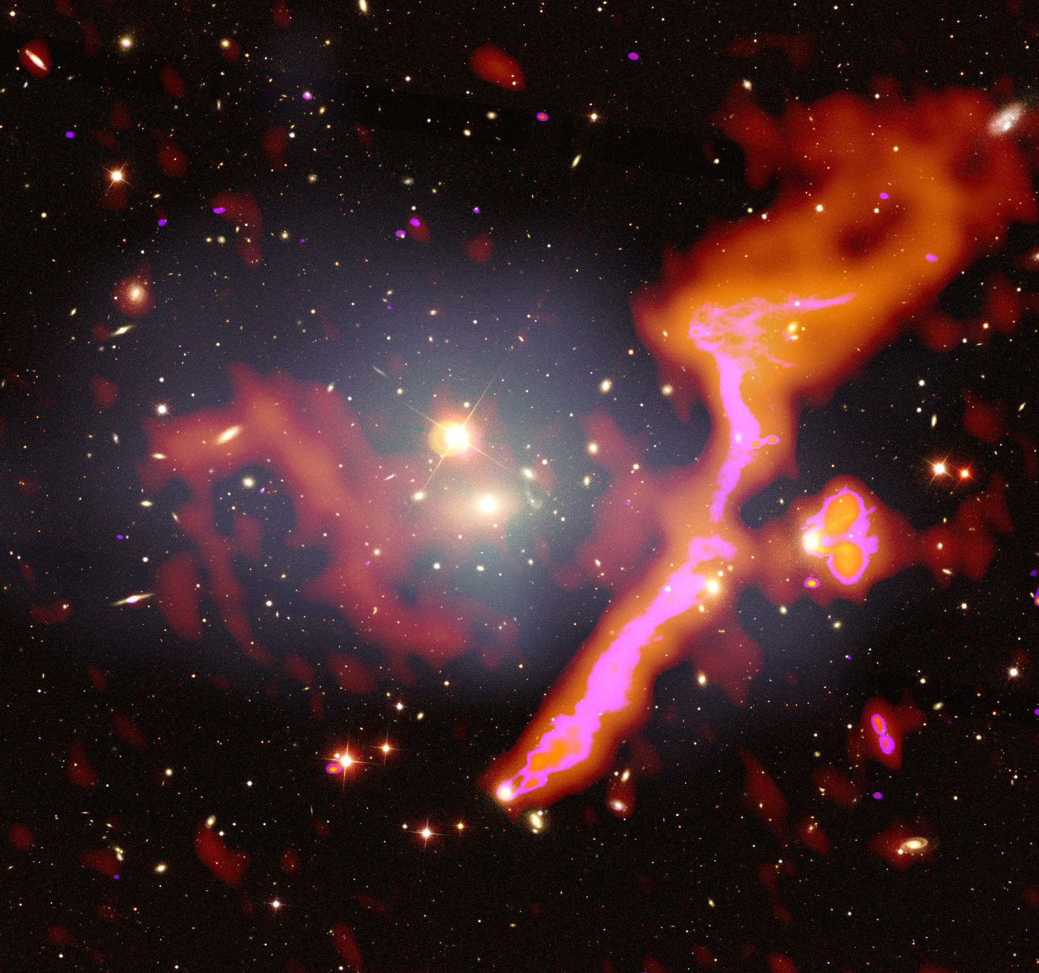 Darstellung des Galaxienhaufen Abell 1314 in Ursa Major, etwa 460 Millionen Lichtjahren von der Erde entfernt.