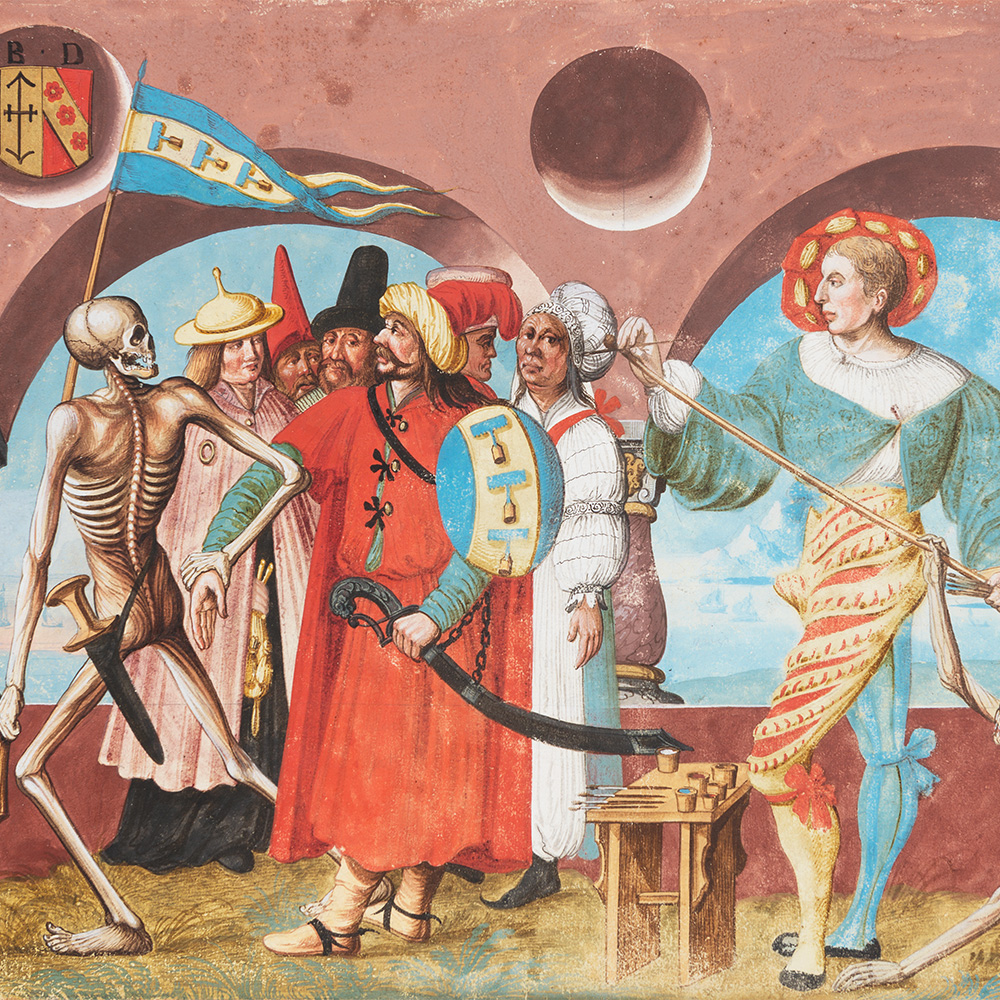 Das Gemälde Szene aus dem Berner Totentanz des Malers Albrecht Kauw
