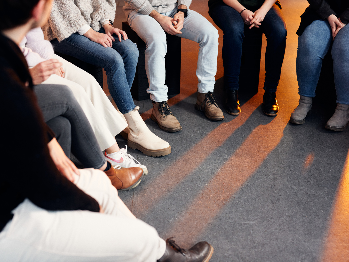 students sitting on stairs