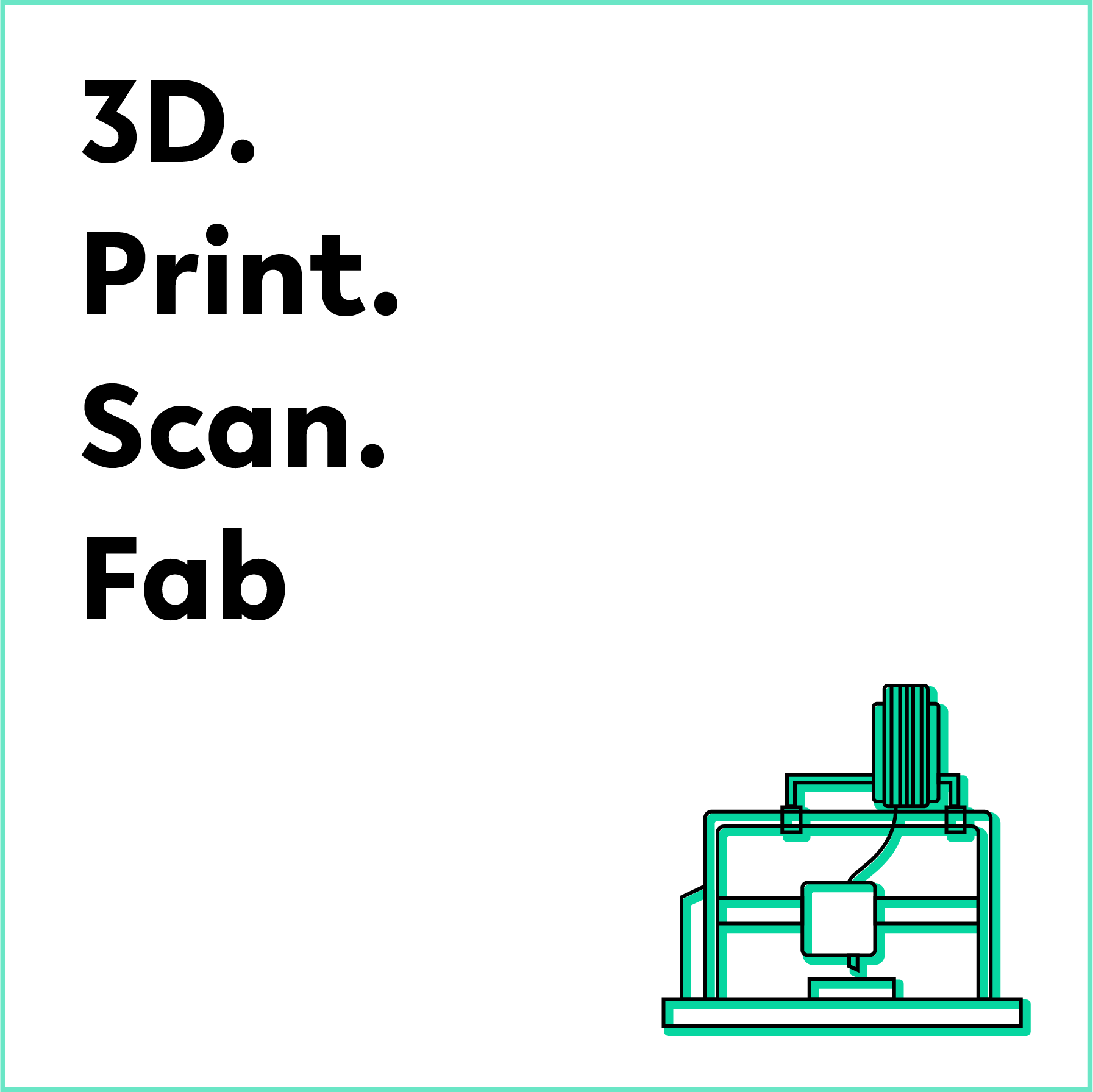 Icon für 3D Print Scan Fab mit kleinem 3D-Drucker