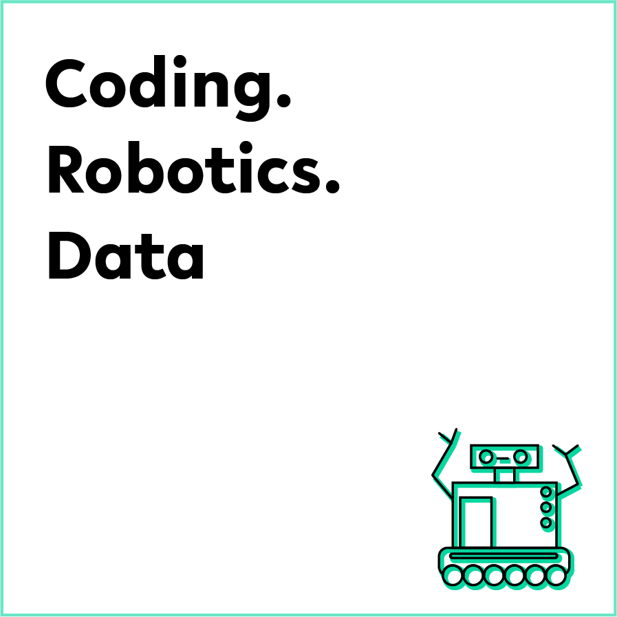 Icon für Coding Robotics Data mit kleinem Roboter