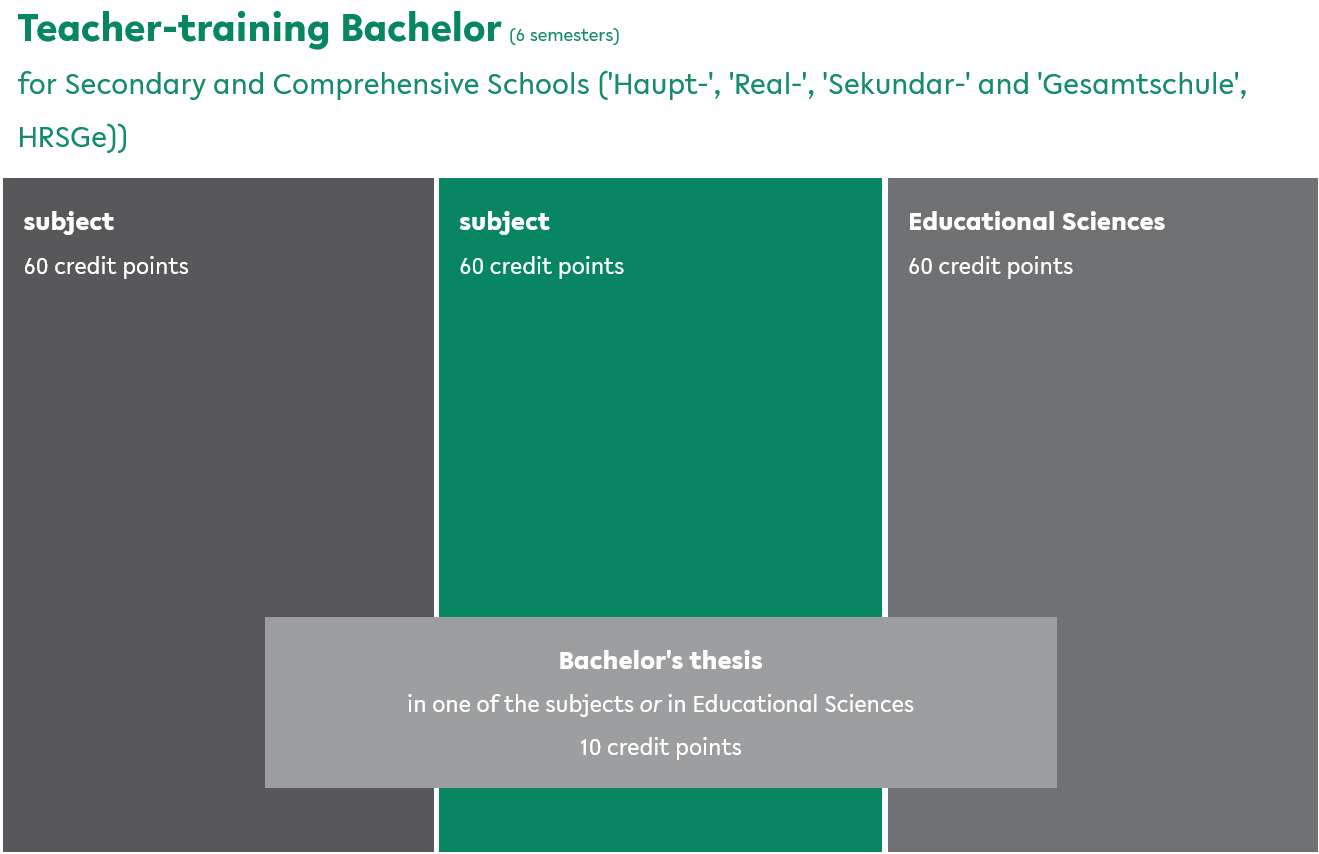 Teacher Training Bachelor at Secondary and Comprehensive Schools ('Haupt-', 'Real-', 'Sekundar-' and 'Gesamtschule')