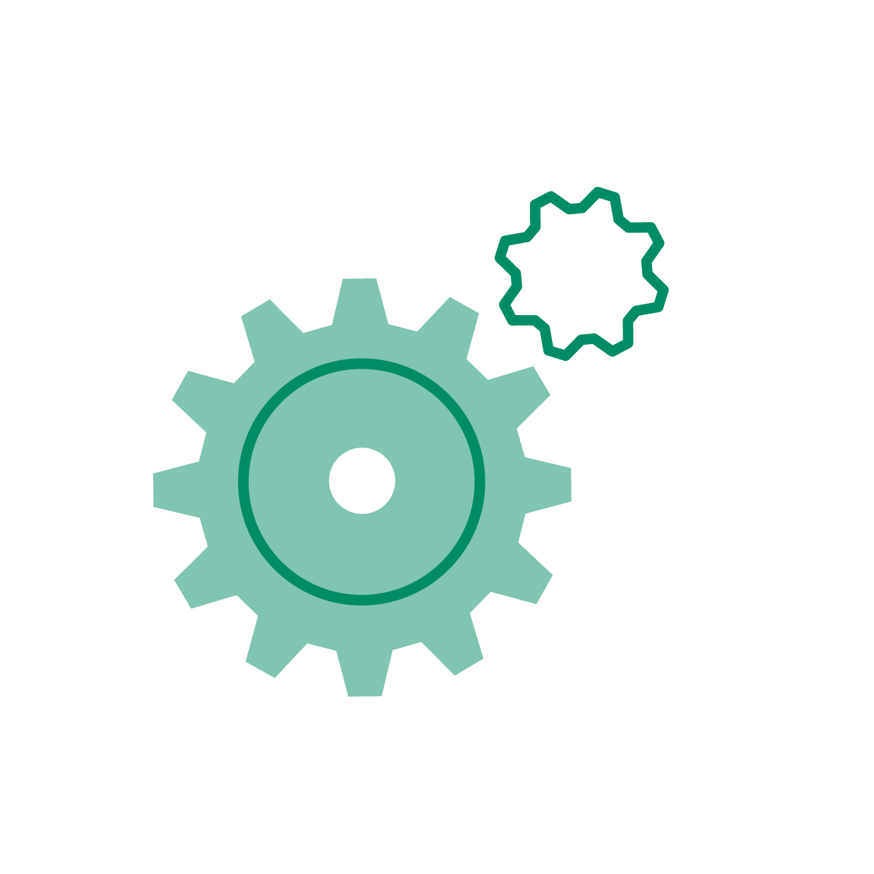 Grünes Symbol mit Zahnrädern