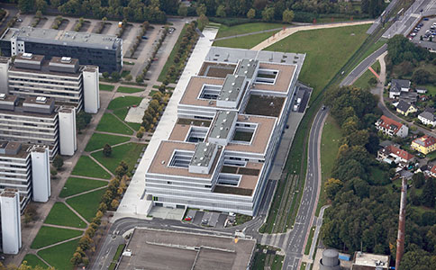 Aerial view of the building X