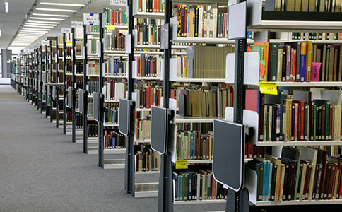 Aisle in the library in building X